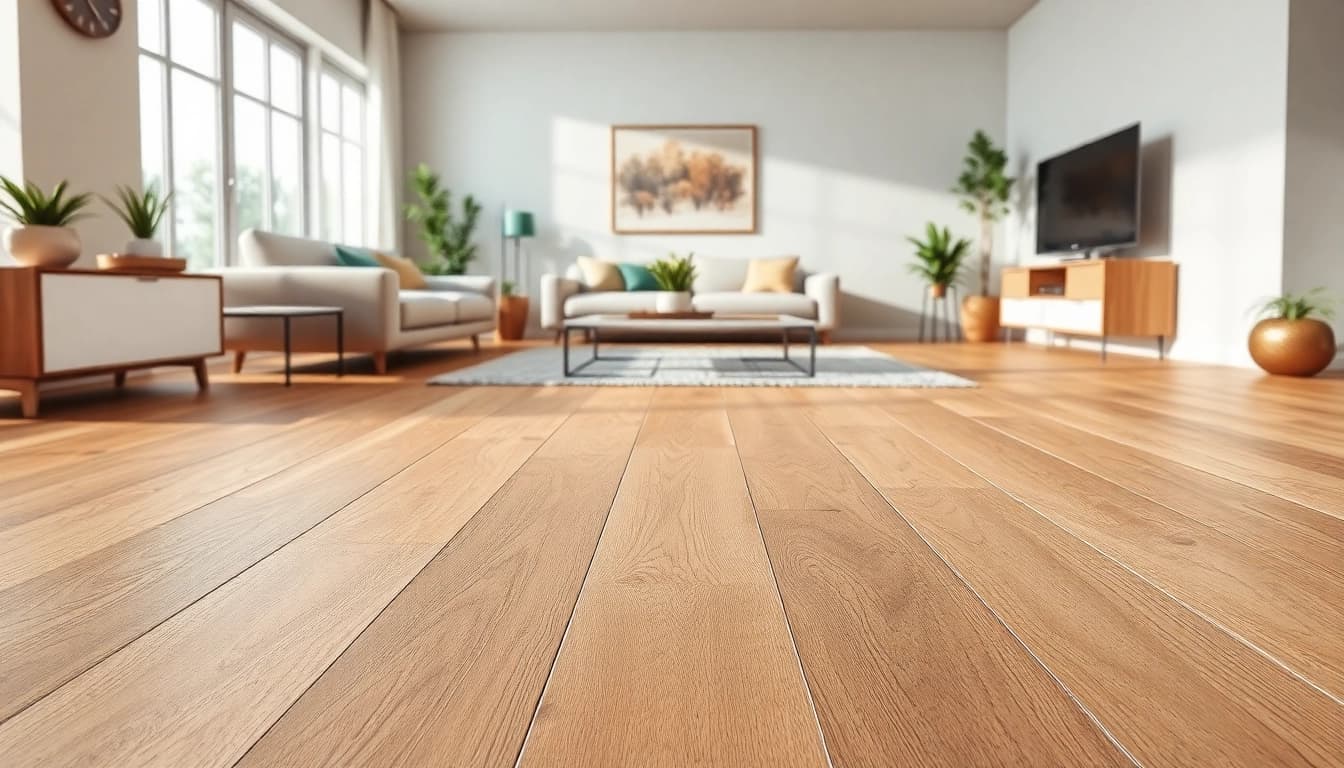 Stunning luxury vinyl flooring enhances a modern living room's appeal with elegant design features.