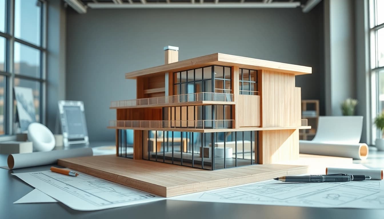 Realistische Darstellung eines Architekturmodells in Potsdam mit detaillierten Elementen und professioneller Atmosphäre.