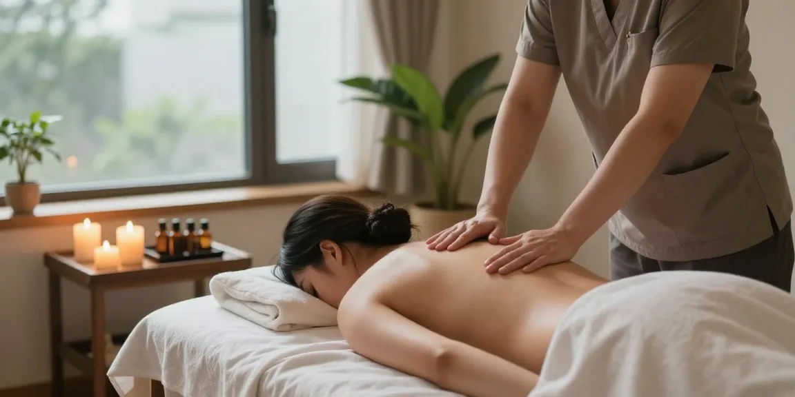 Relaxing massage therapy session focused on 대구마사지 techniques in a serene setting.