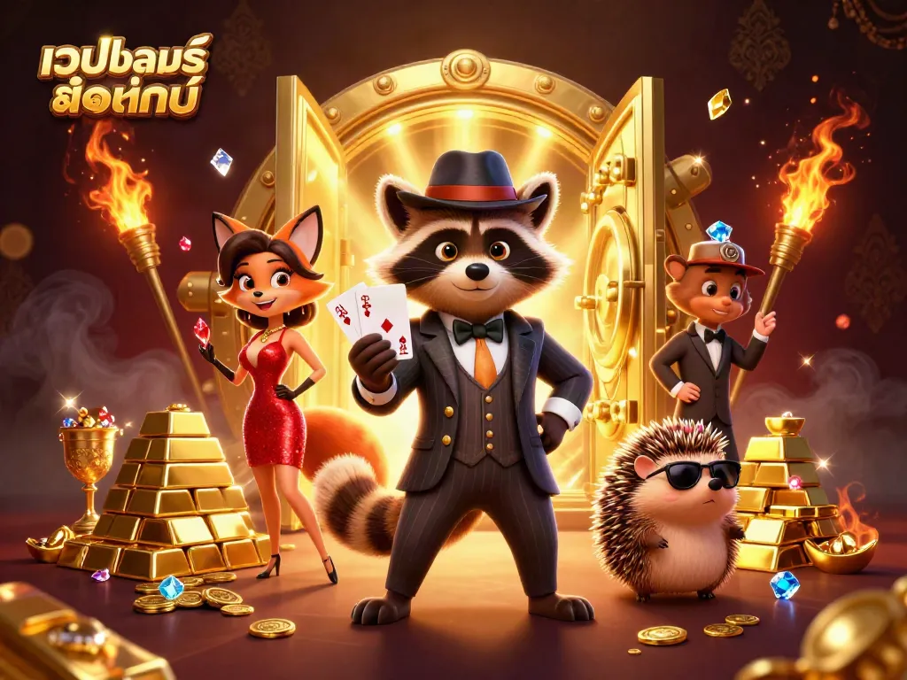 แสดงการพนัน เว็บแทงบอลออนไลน์ ด้วยการ์ตูน 3 มิติของตัวละครในฉากเล่นไพ่ราชา