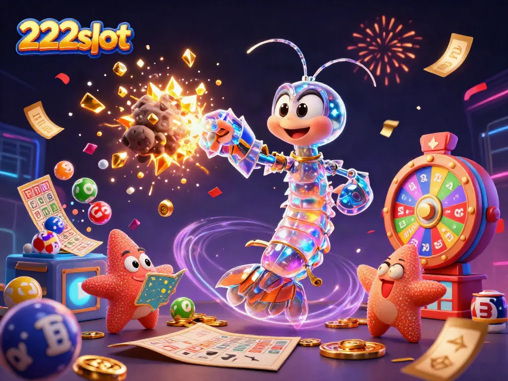 Menggenggam kesenangan di 222slot dengan koin emas berkilauan dan bola lotere warna-warni yang menggiurkan.