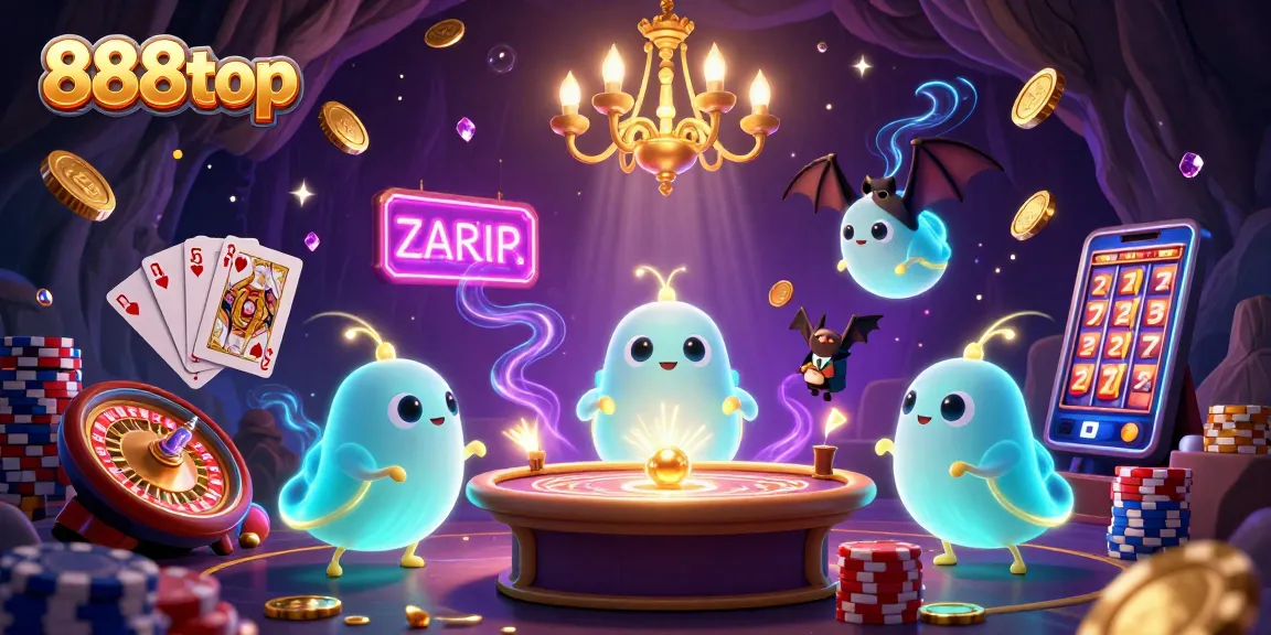 Experience the thrill of winning at 888top with this vibrant casino illustration showcasing glowing elements and dynamic gameplay.