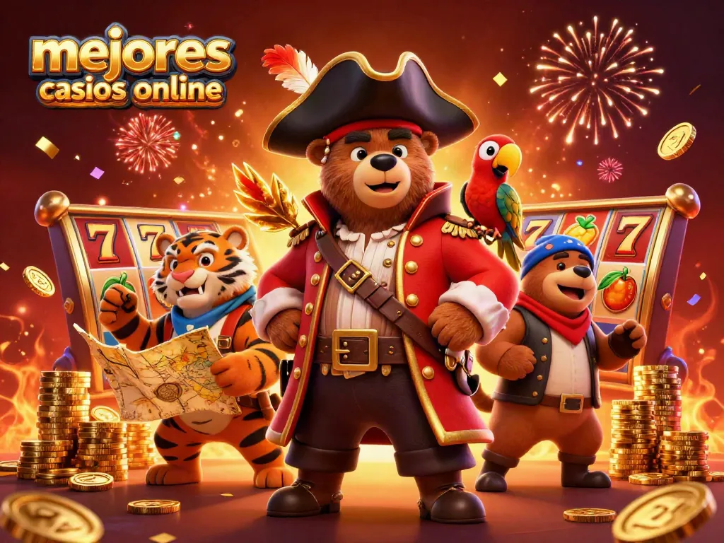 Disfruta de los mejores casinos online con jackpots en esta animada escena de acción.