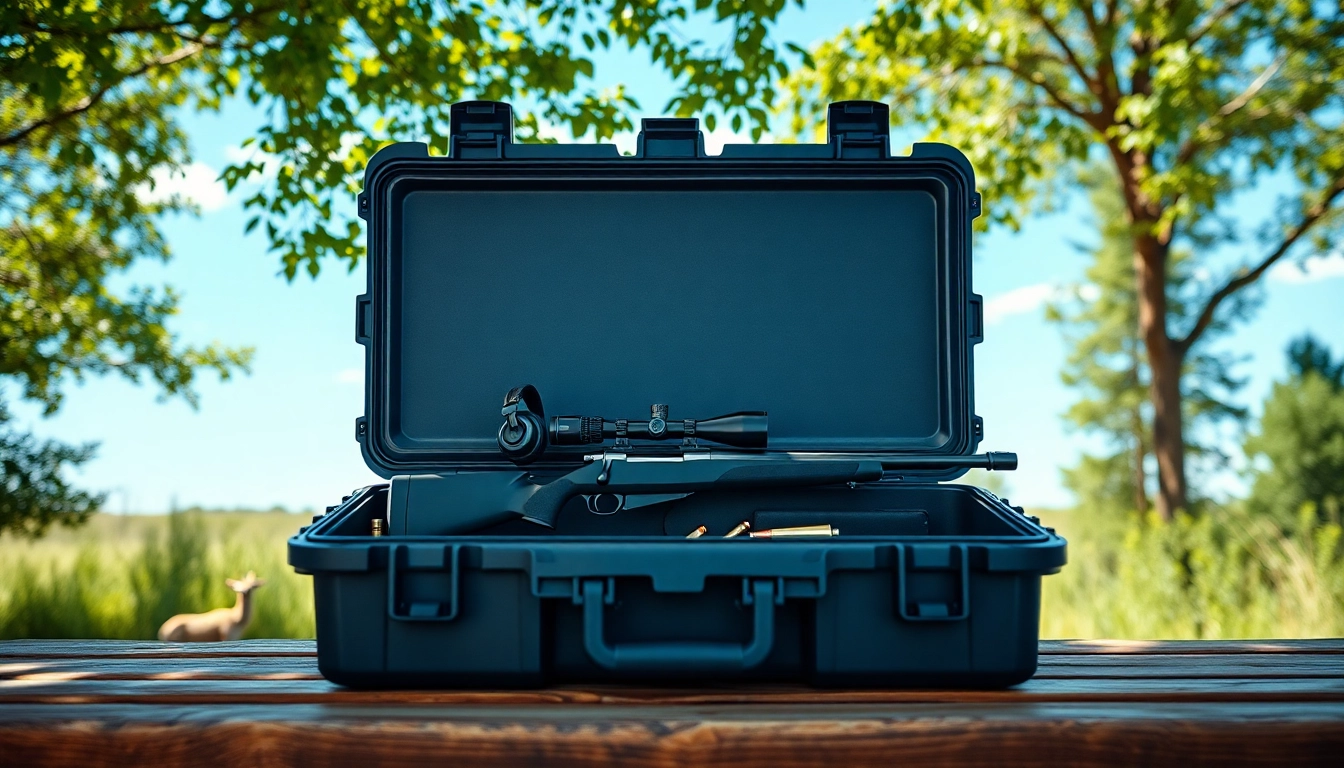 Secure your gear with a durable pelican rifle case displayed elegantly outdoors among nature.