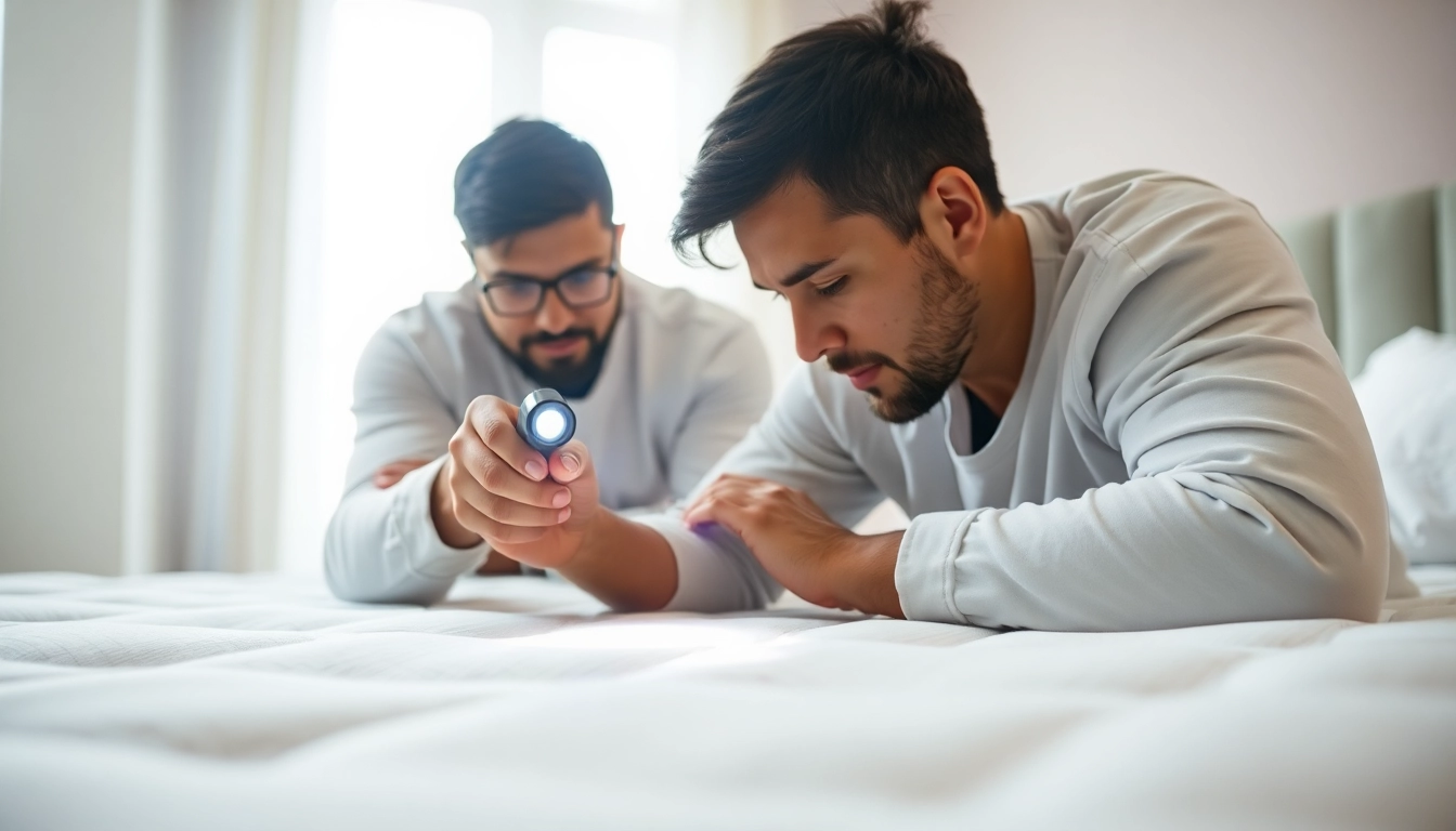 Applying affordable bed bug control methods by a technician in a bedroom, ensuring safety.
