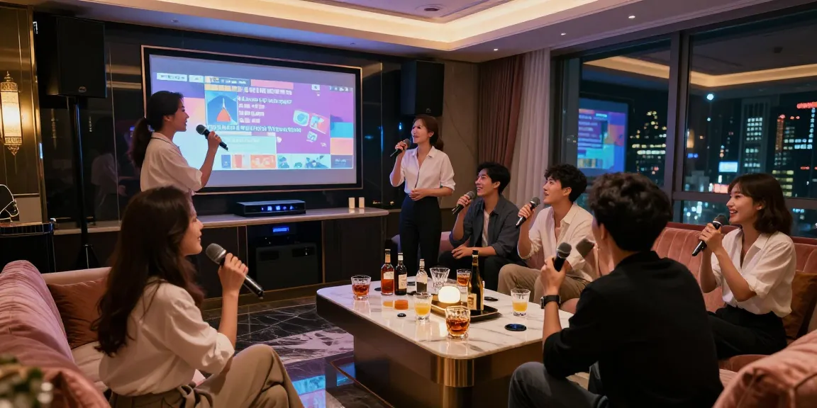 Experience premium karaoke with drinks and entertainment at https://www.gangnamtune.com/ in a stylish lounge.