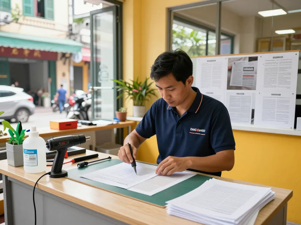 Bóc sổ đỏ ép plastic being safely removed using no-force technology in a professional setting.