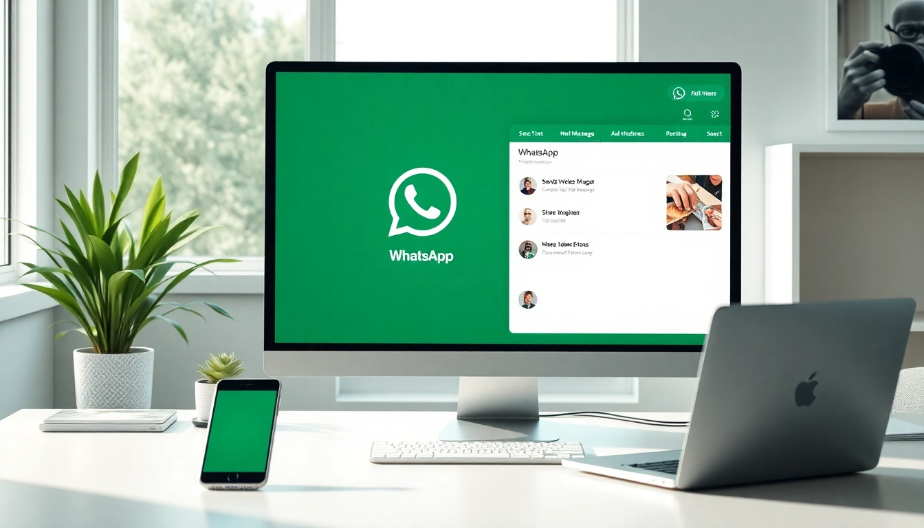 明亮工作区中的 WhatsApp网页版界面,突出消息功能与用户交互。