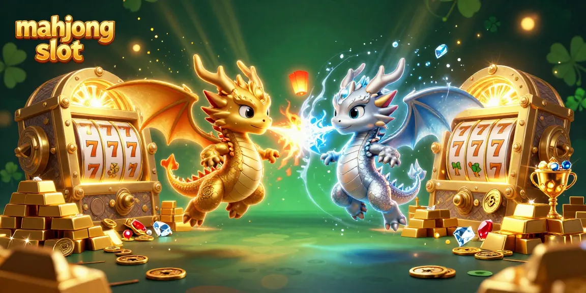 Engage with the mahjong slot experience featuring dynamic dragons, treasures, and gambling elements.
