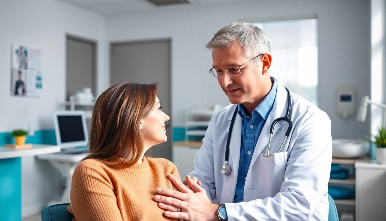 Consultation at a physician led health clinic Sydney with a physician and patient discussing health.