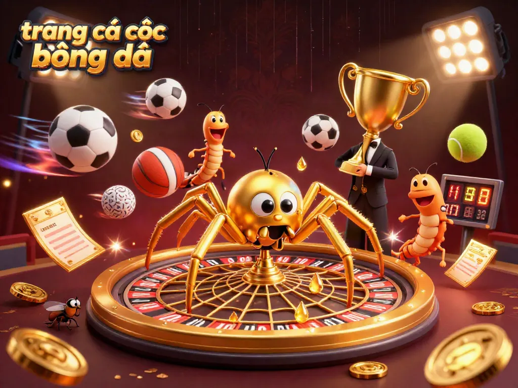 Trang cá cược bóng đá với nhện vàng, cờ bạc thể thao và cuộc sống đầy màu sắc.