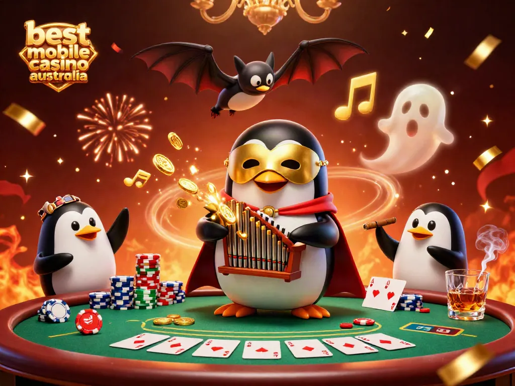 Experience the excitement at the best mobile casino Australia with our vibrant 3D casino scene.