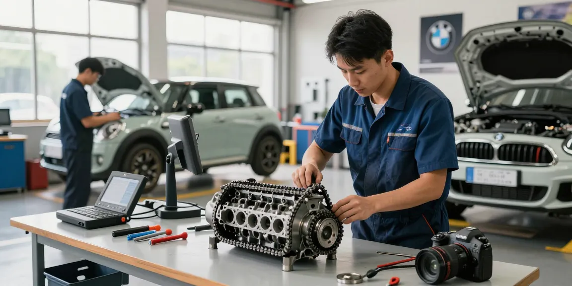 BMW Steuerkette wechseln in der Werkstatt von Experten mit hochwertigen Tools und modernem Equipment.
