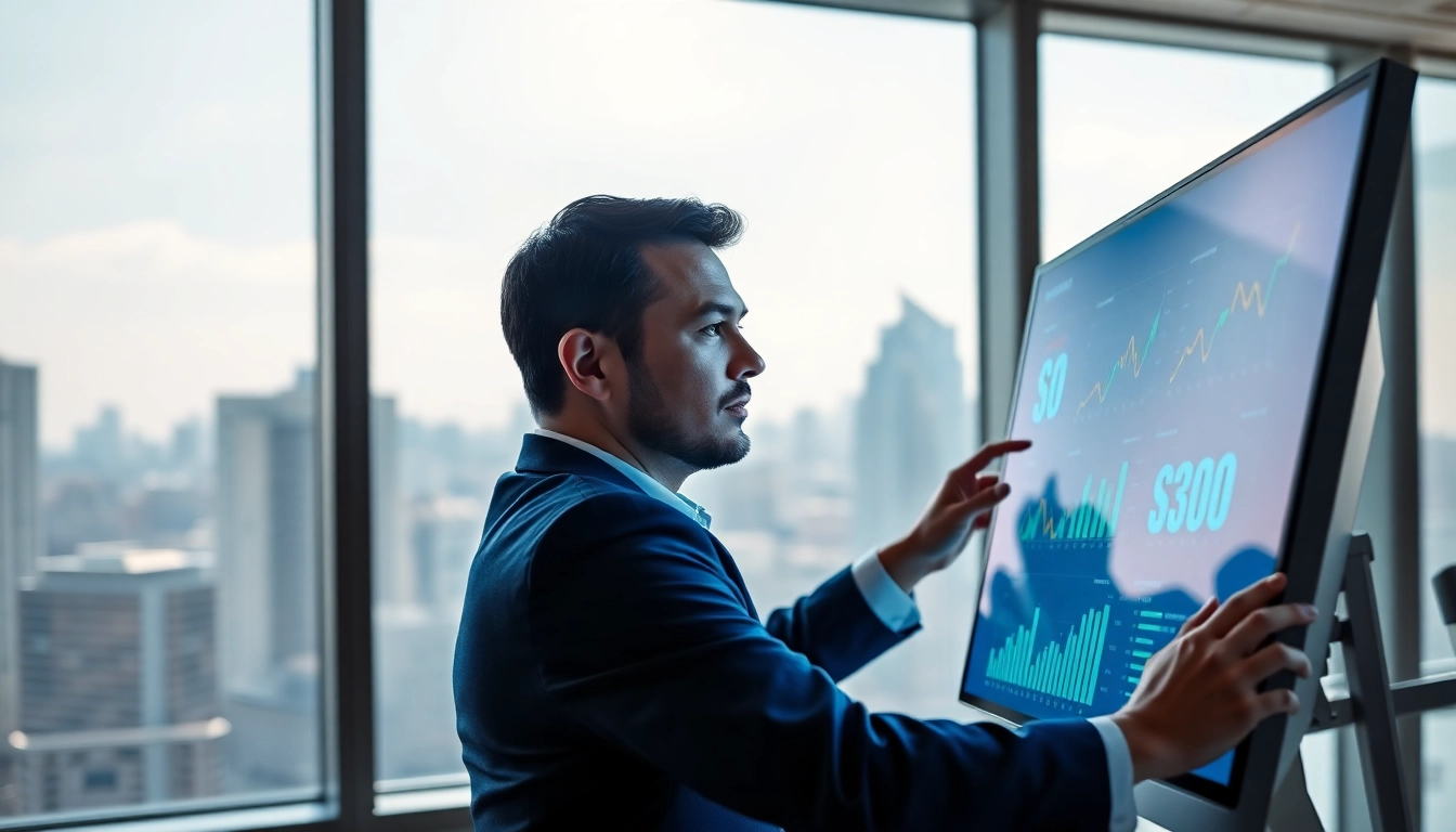 Analyze SEO performance data with a marketing expert in a high-tech office setting.