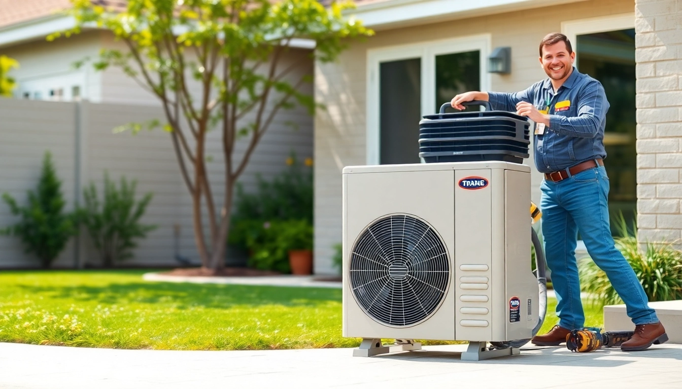 Install Trane heat pump efficiently in a modern home setting with professional tools and environment.