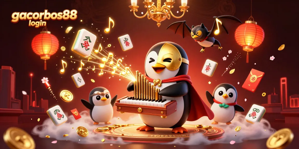 Engage with the gacorbos88 login scene featuring a panda and organ shooting coins, enhancing the casino experience.