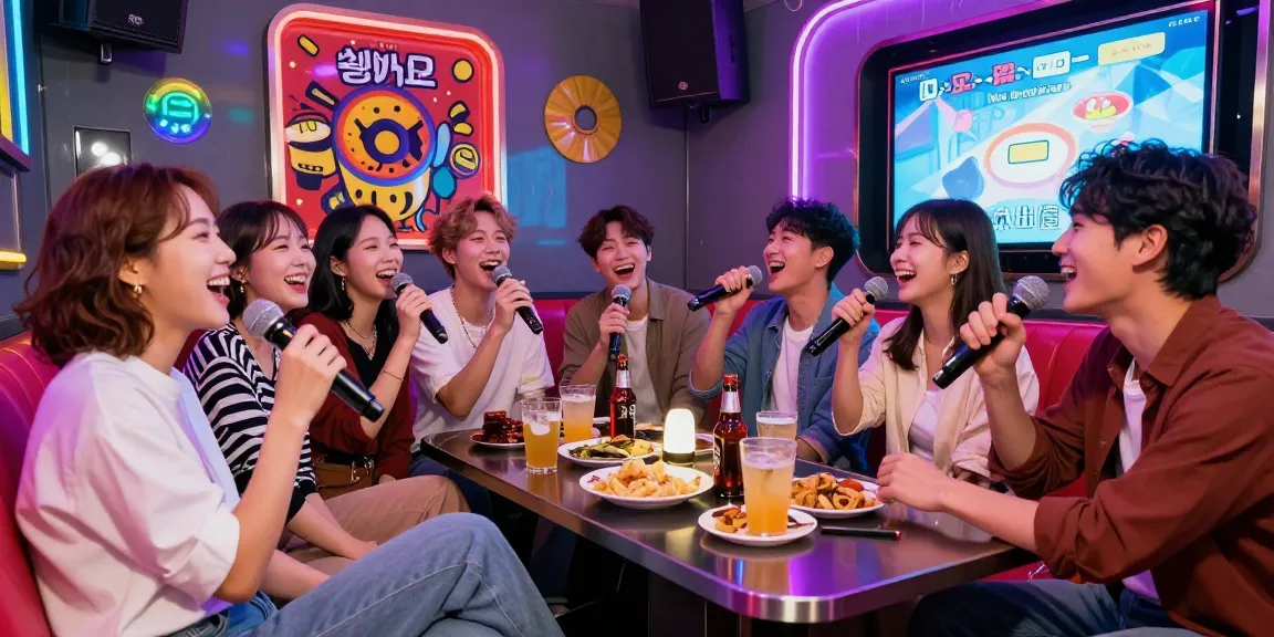 Exciting 제주도유흥 experience with friends singing and enjoying drinks in a lively karaoke room.