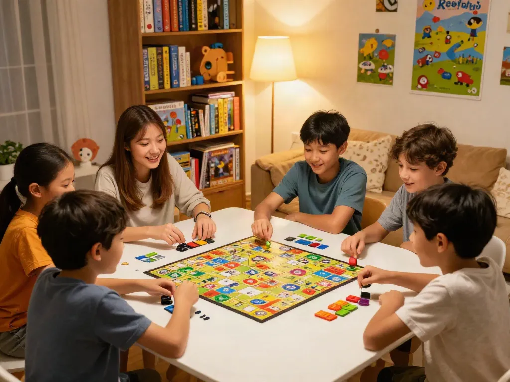 Sildenafil board games family gathering in a cozy game room