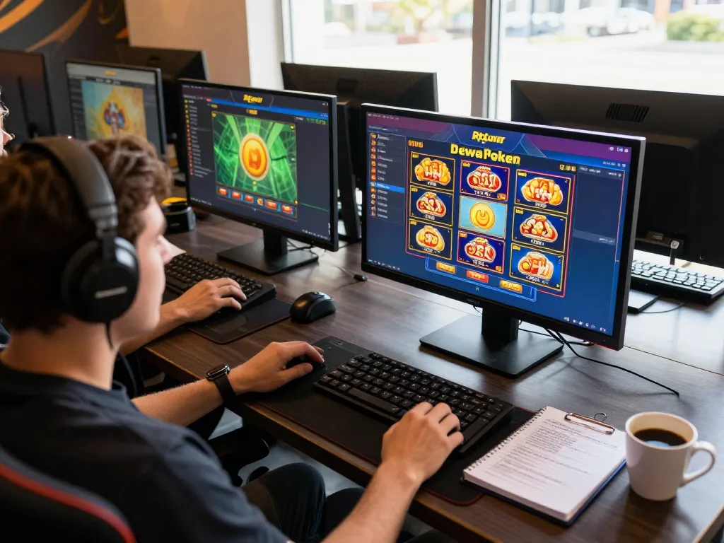 Engaging online gaming session showcasing Rtp Dewapoker slot interface and strategic betting notes.