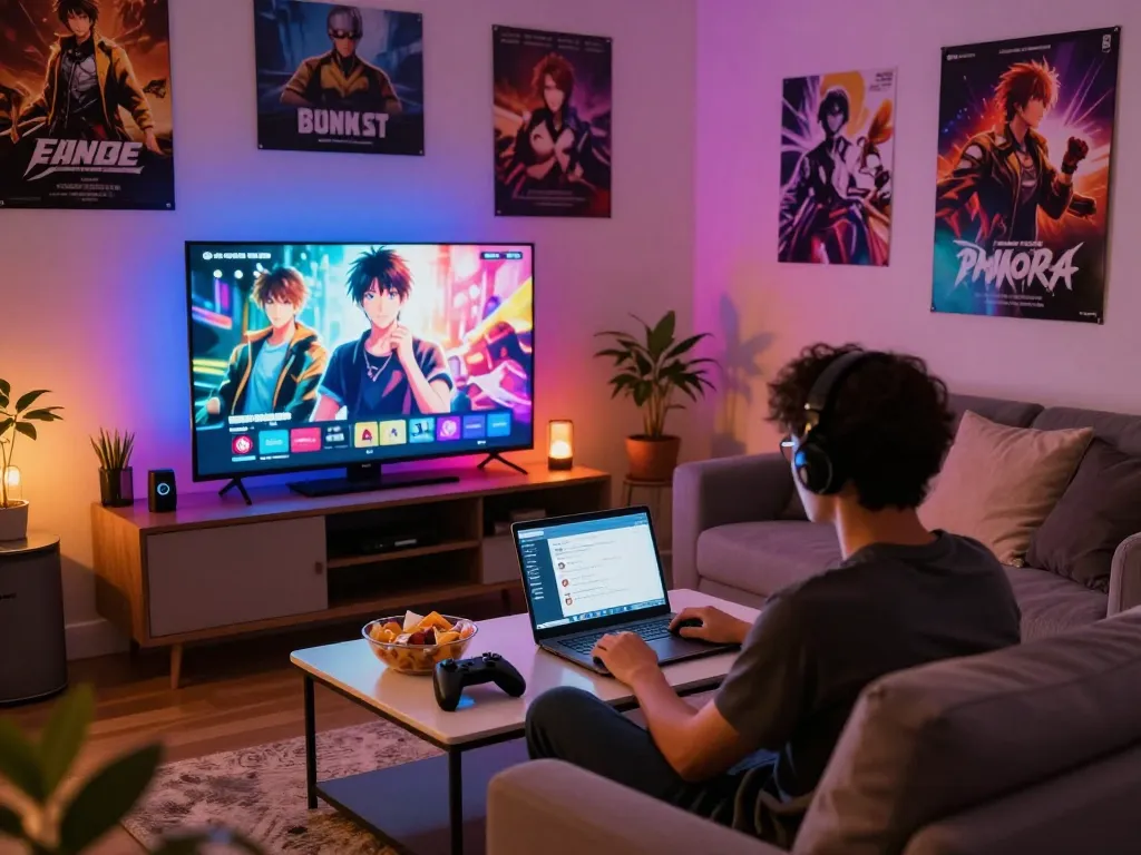 Enjoying a gaming night with interactive porn games online in a cozy living room.