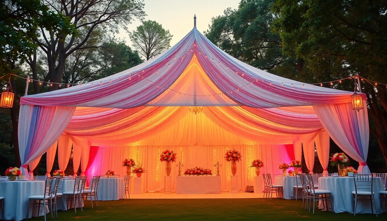 Experience stunning Party Tent Rentals with vibrant decorations and a festive atmosphere for any event.
