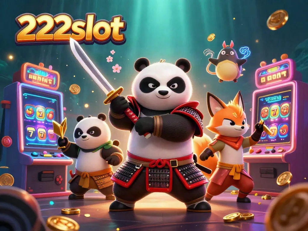 Slot terbaik di 222slot dengan panda samurai dan fox ninja meraih jackpot dalam ilustrasi 3D yang menakjubkan.