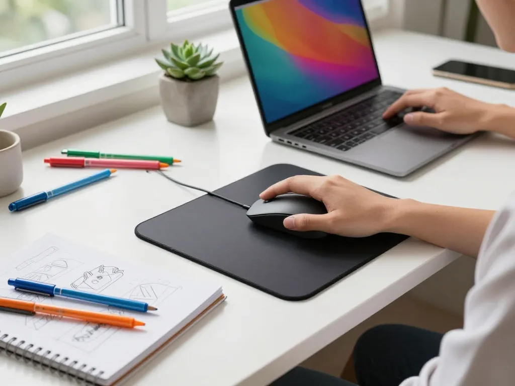 Custom 3D mouse pad with wrist support enhancing workspace creativity and comfort.