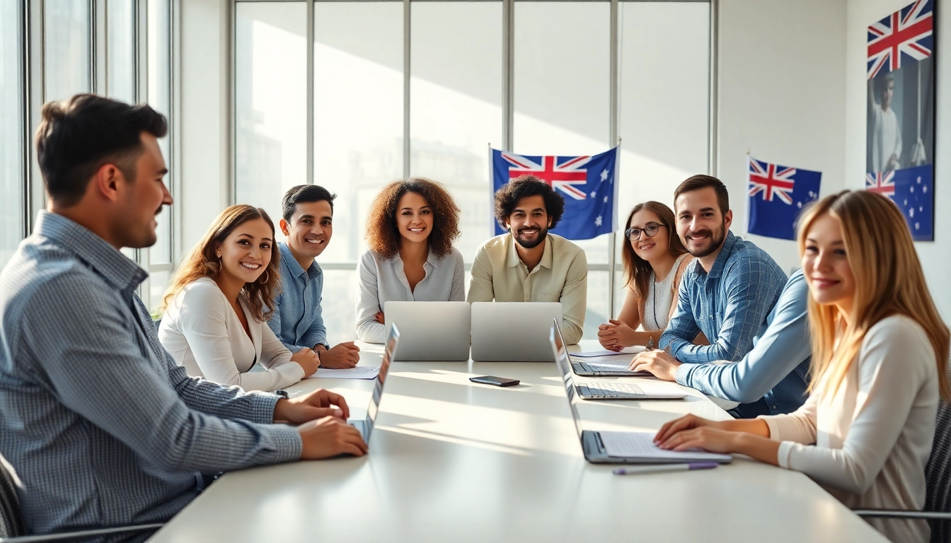 Image illustrating a consultation on the uk visitor visa from australia in a professional setting with diverse individuals.