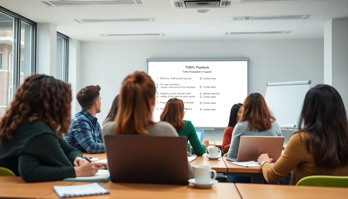 Students receiving toefl expert help in an engaging classroom setting with interactive tools.