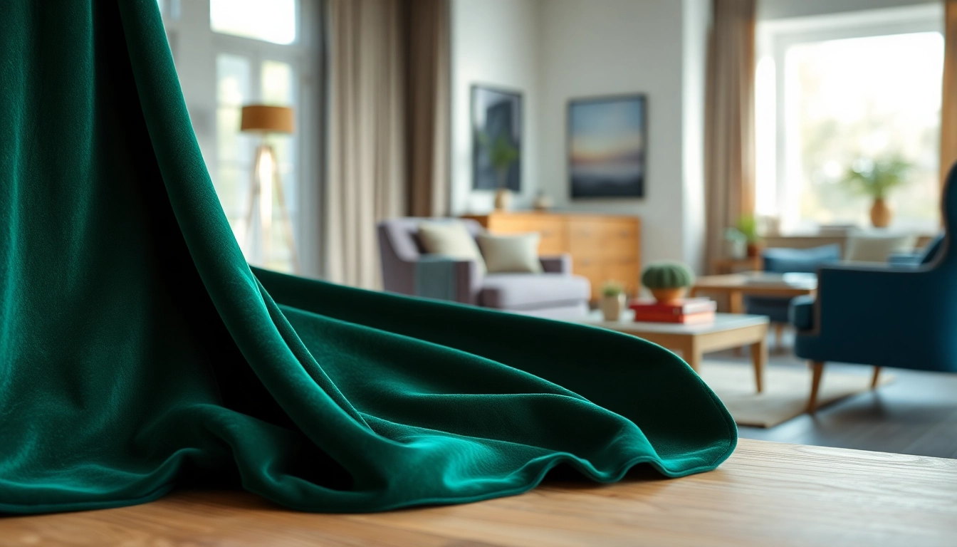 Stretch fluweel, elegant fabric displaying its luxurious texture in a stylish home setting.