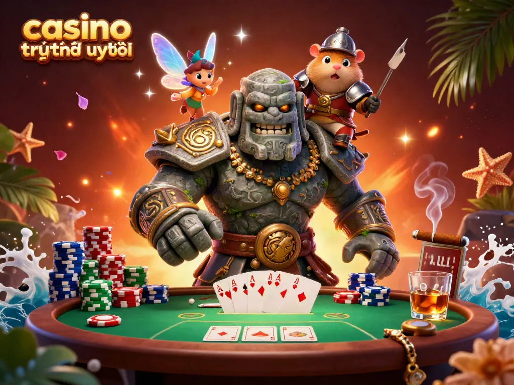 Các nhân vật trong casino trực tuyến uy tín đang chiến đấu trong một trận đấu poker đầy kịch tính và hào hứng.
