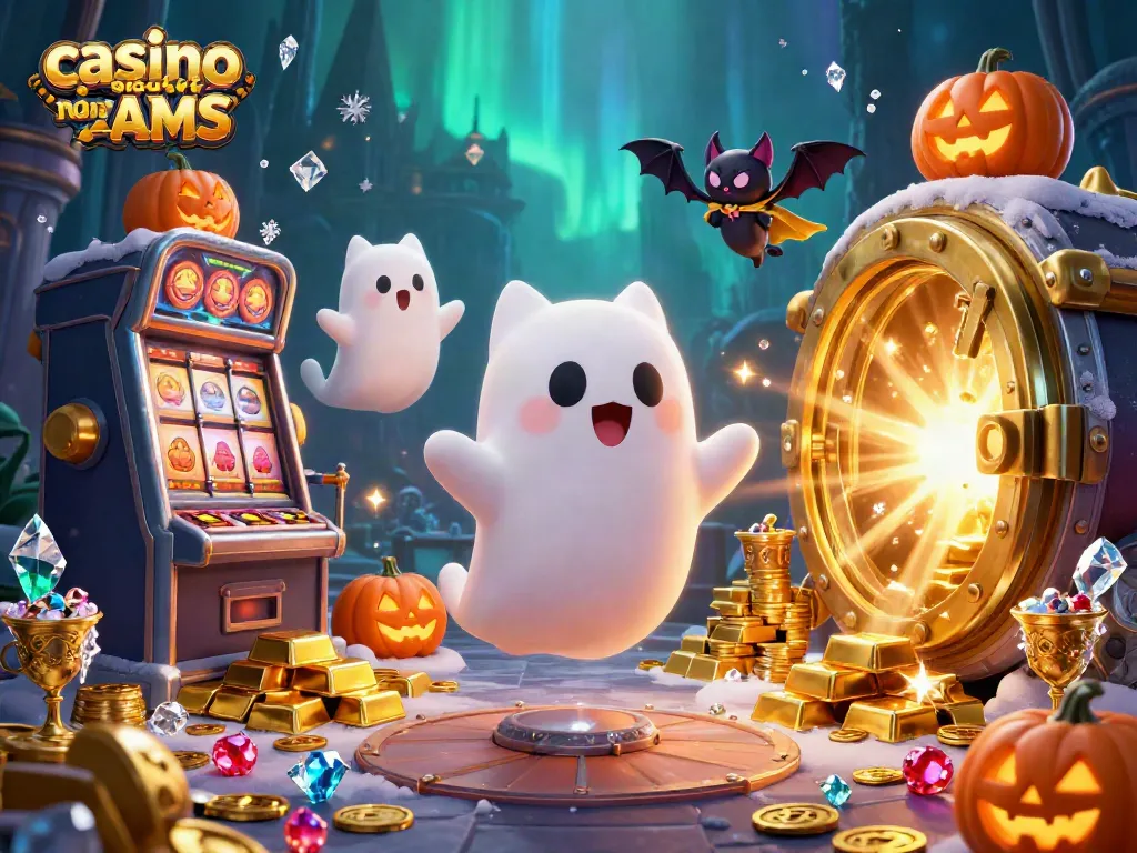 Scopri i casino sicuri non AAMS con un gatto fantasma e un pipistrello in un'atmosfera festiva.