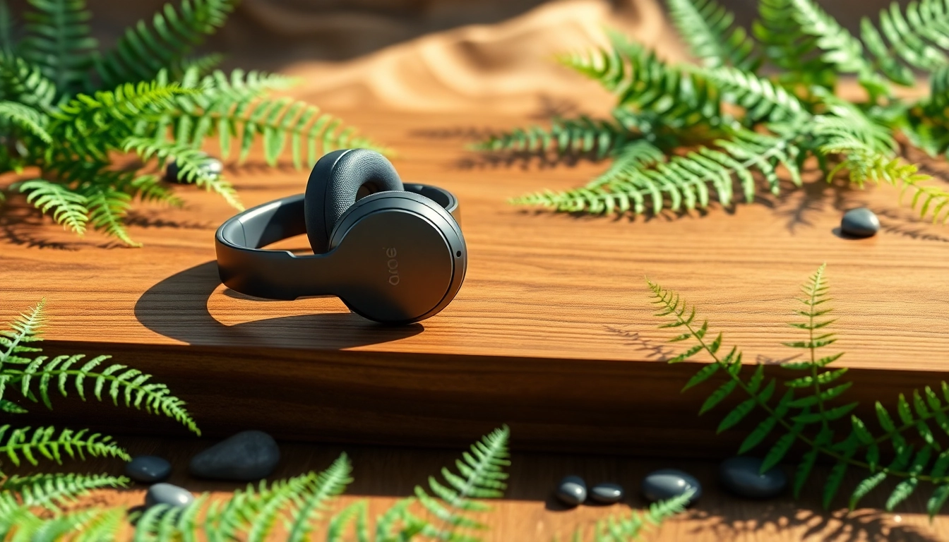 Showcasing Bone X2 Bone Conduction Headphones on a wooden surface with natural elements.