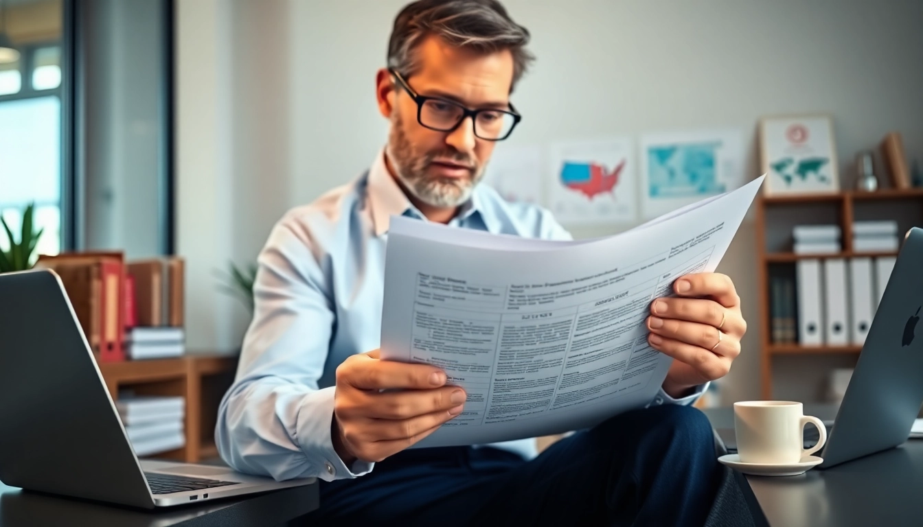 Reviewing documents for FCPA/DCAA/Flowdown/ITAR/EAR compliance in a professional office.