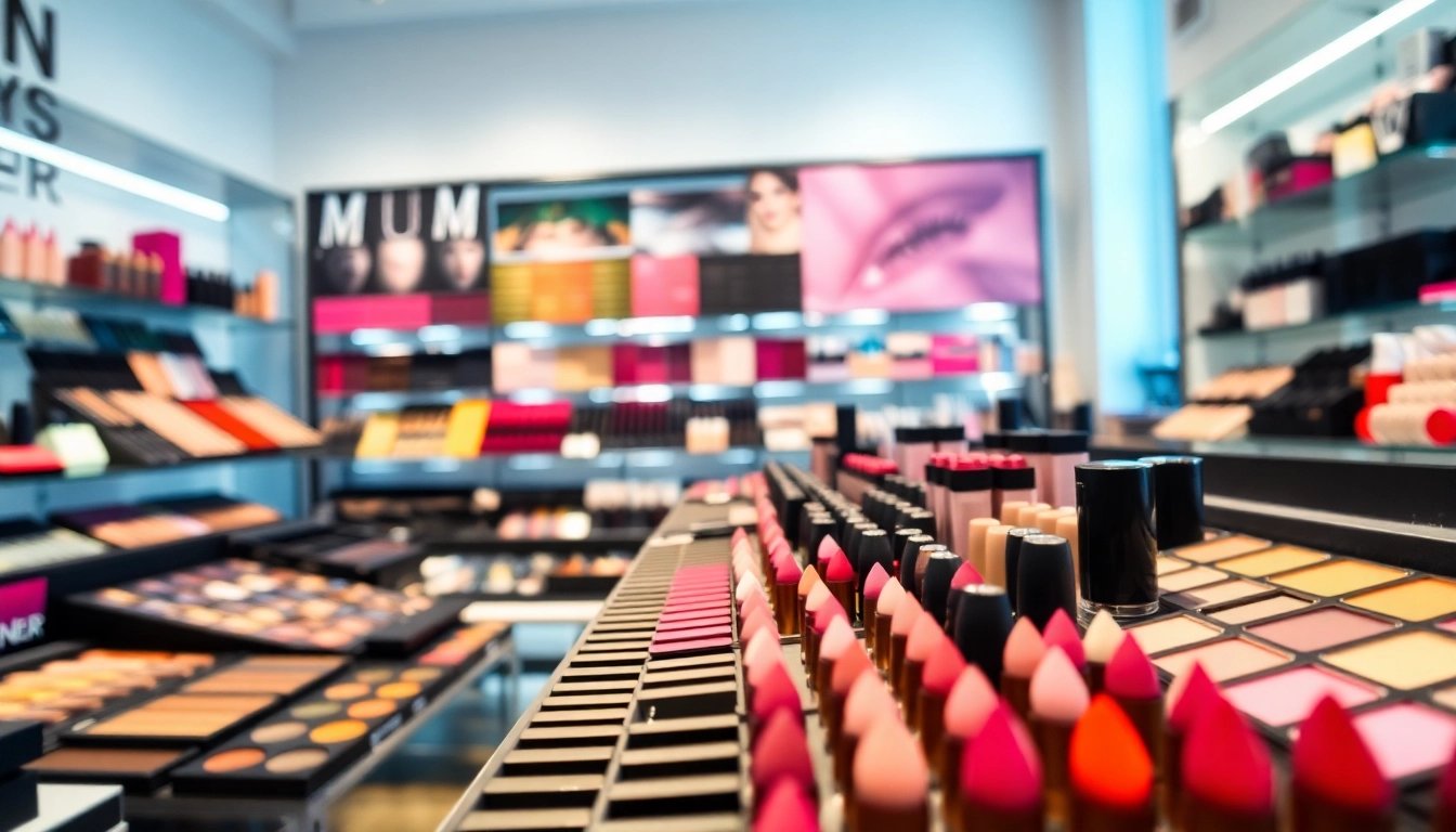 Explore wholesale makeup suppliers through vibrant displays of cosmetics showcasing quality products.