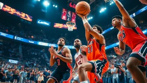 nba중계 중 생생한 농구 경기 장면과 열정적인 관중의 모습