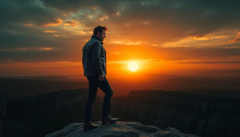 Action-packed hero in a dramatic landscape, reminiscent of stories Like Jack Reacher.