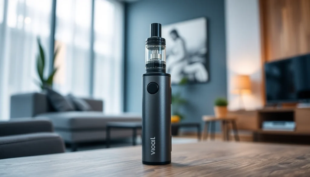 Vozol Vape-Gerät, stilvoll präsentiert auf einem eleganten Tisch, mit modernen Designmerkmalen.