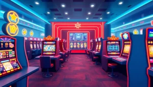 Situs kode4d online gaming environment showcasing vibrant slot machines and engaging interfaces