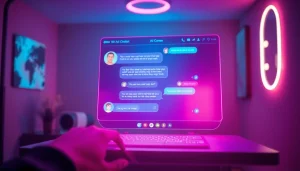 Engaging AI chat interface showcasing sex chat ai interactions with a lifelike character.