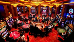 MMOO players enjoy high-stakes poker and vibrant casino games in a luxurious setting.