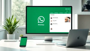 明亮工作区中的 WhatsApp网页版界面，突出消息功能与用户交互。