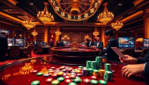 Engaged players enjoying a thrilling S88 casino experience at an elegant roulette table.