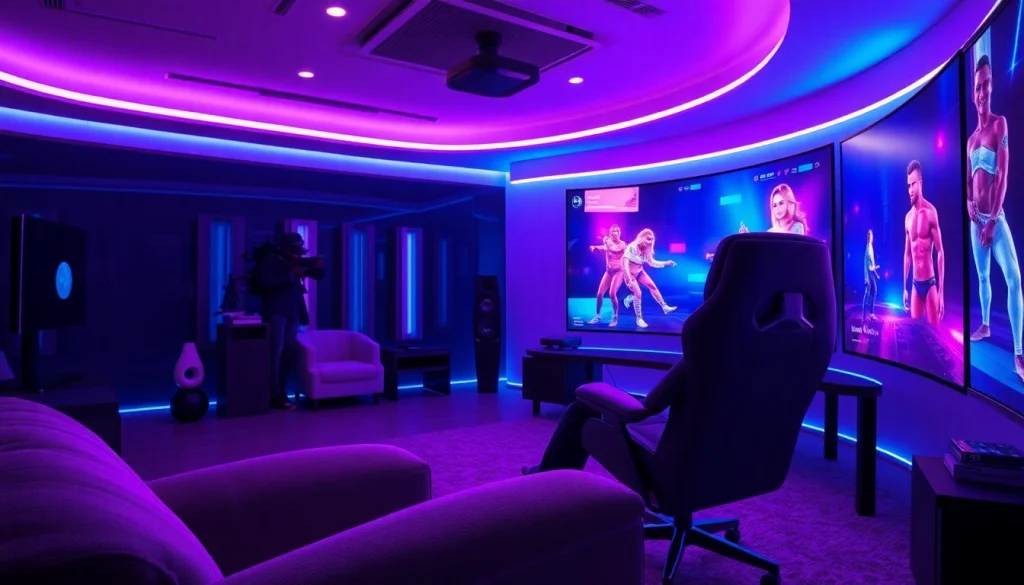 Engaging individual in virtual reality focused on porn games ai in a futuristic gaming setup.