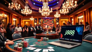 Experience thrilling gameplay at j88 com with vibrant poker chips and an engaging atmosphere.