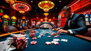 Experience 79king in a vibrant casino setting with poker tables and exciting games.