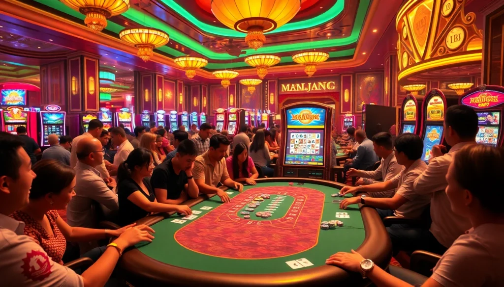 Experience the thrill of a mahjong slot demo at an exciting casino table, where vibrant chips and cards elevate the atmosphere.