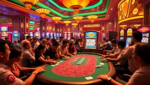 Experience the thrill of a mahjong slot demo at an exciting casino table, where vibrant chips and cards elevate the atmosphere.