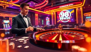 Experience the excitement of 98WIN with virtual roulette and high-stakes betting in a luxury casino setting.