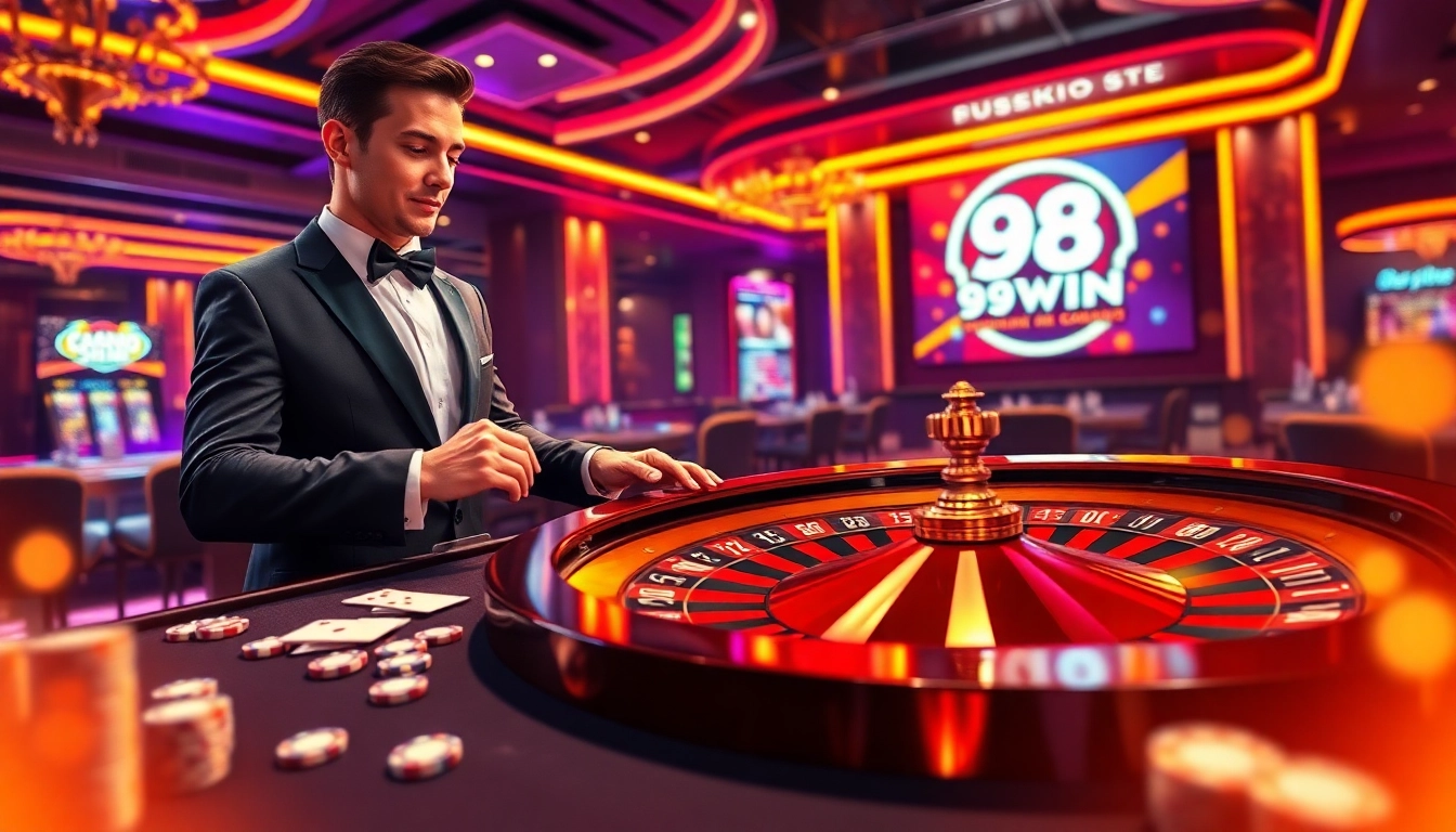 Experience the excitement of 98WIN with virtual roulette and high-stakes betting in a luxury casino setting.